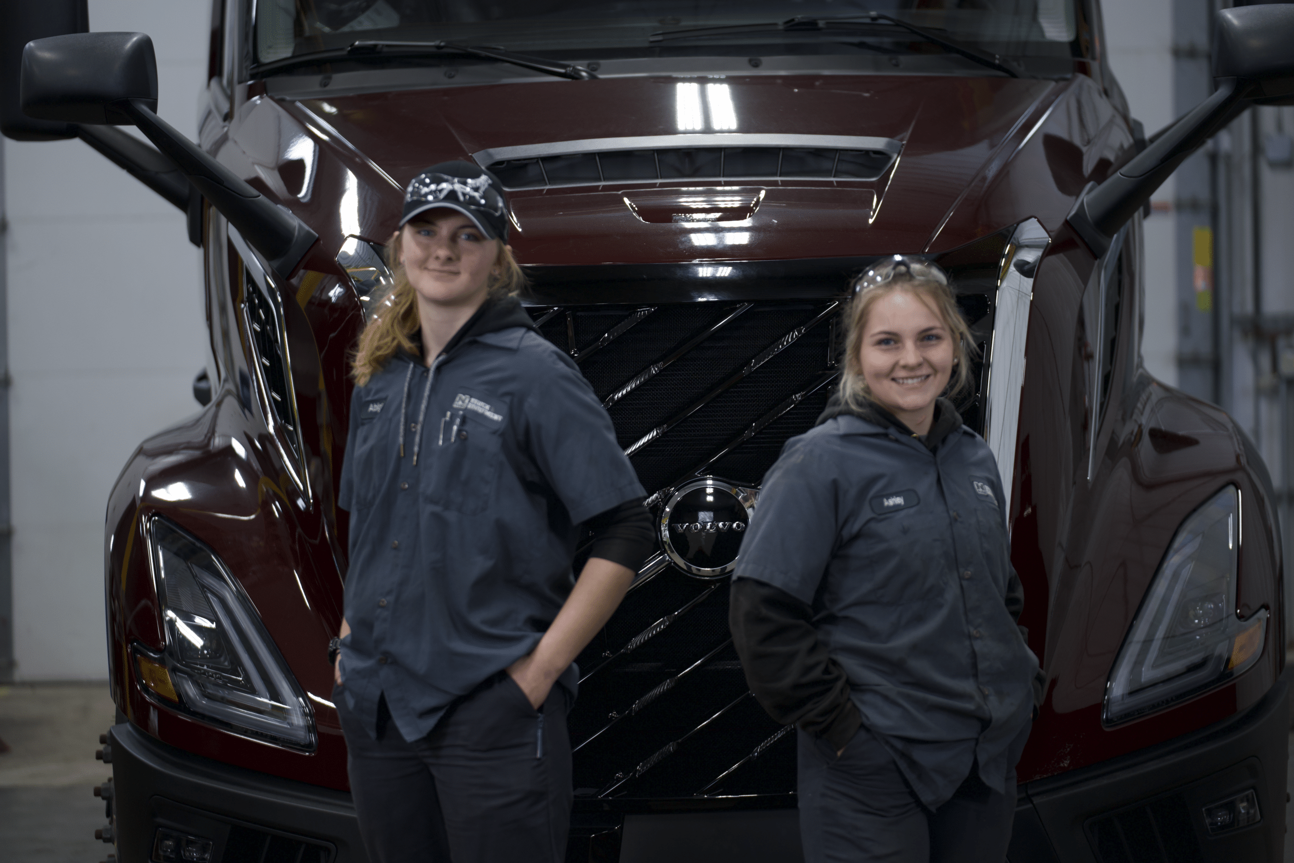 Two Nuss diesel technicians in the shop at Mankato